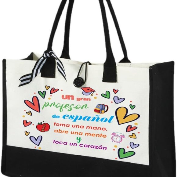 Teacher Tote Bag Canvas Large Capacity Organizer Gift for Teachers - Picture 1 of 4